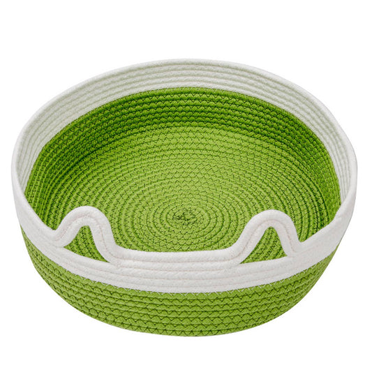 Cat Ear Cotton Rope Cat Bed: Green