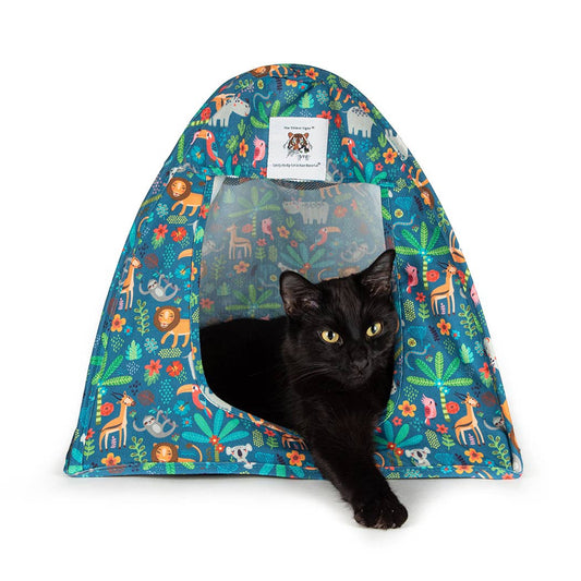 Cat Tent | Cat Bed | Cotton Canvas PopUp Cat Tent: Wild Safari