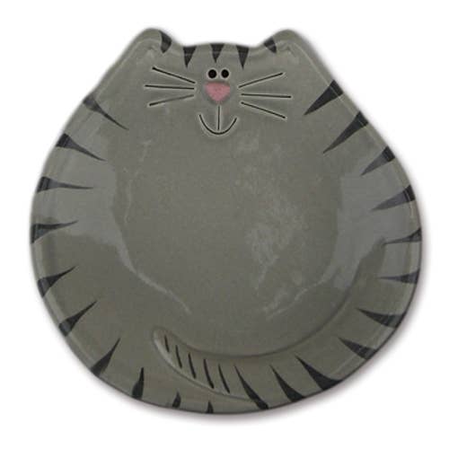 Ceramic Cat Dish: Gray Tiger spoon rest
